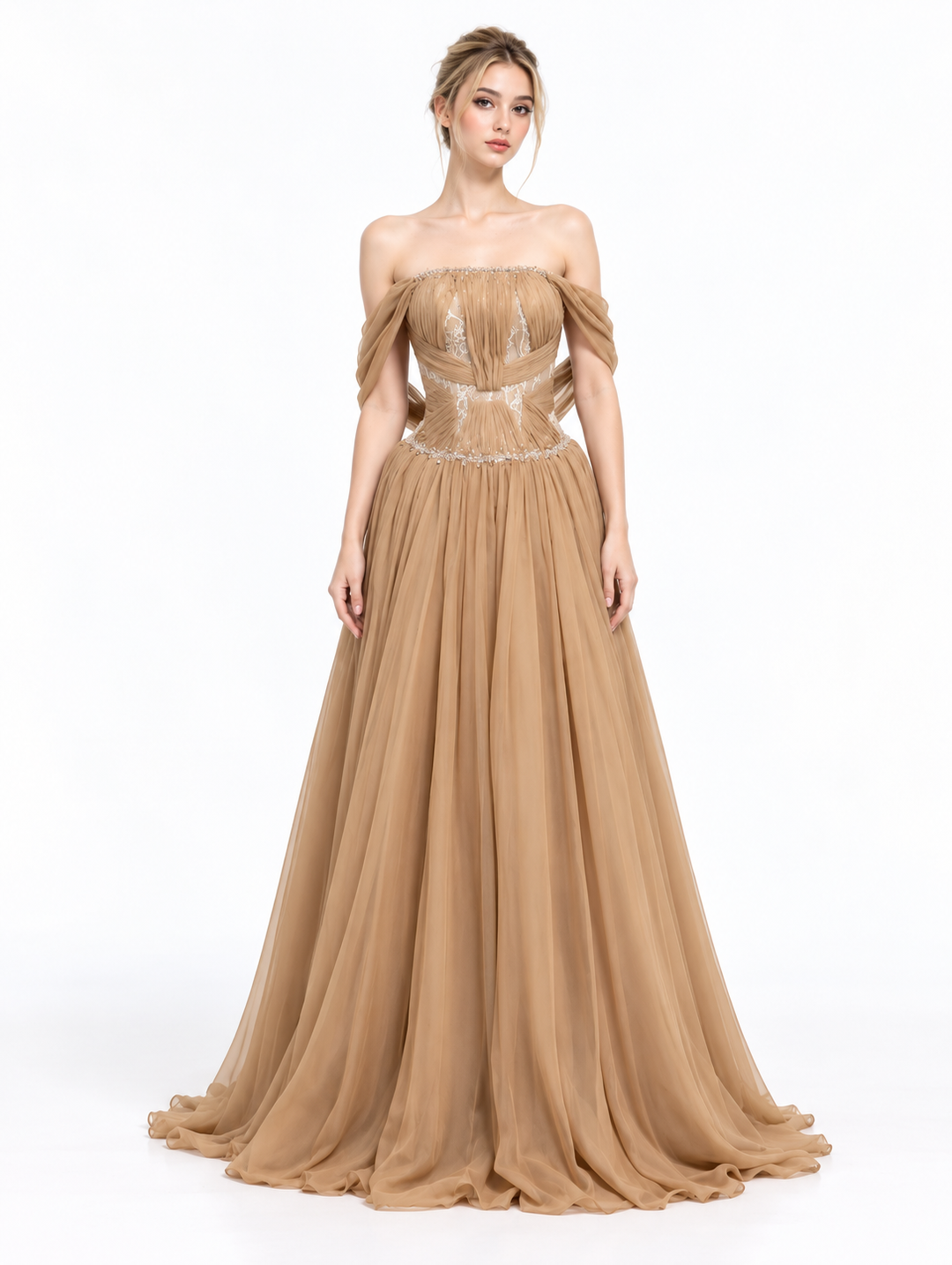 Off-Shoulder Embellished Corset Maxi Dress – Sienna