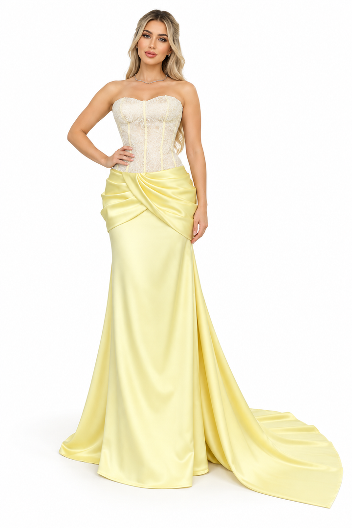 Embellished Corset Draped Maxi Dress – Celeste