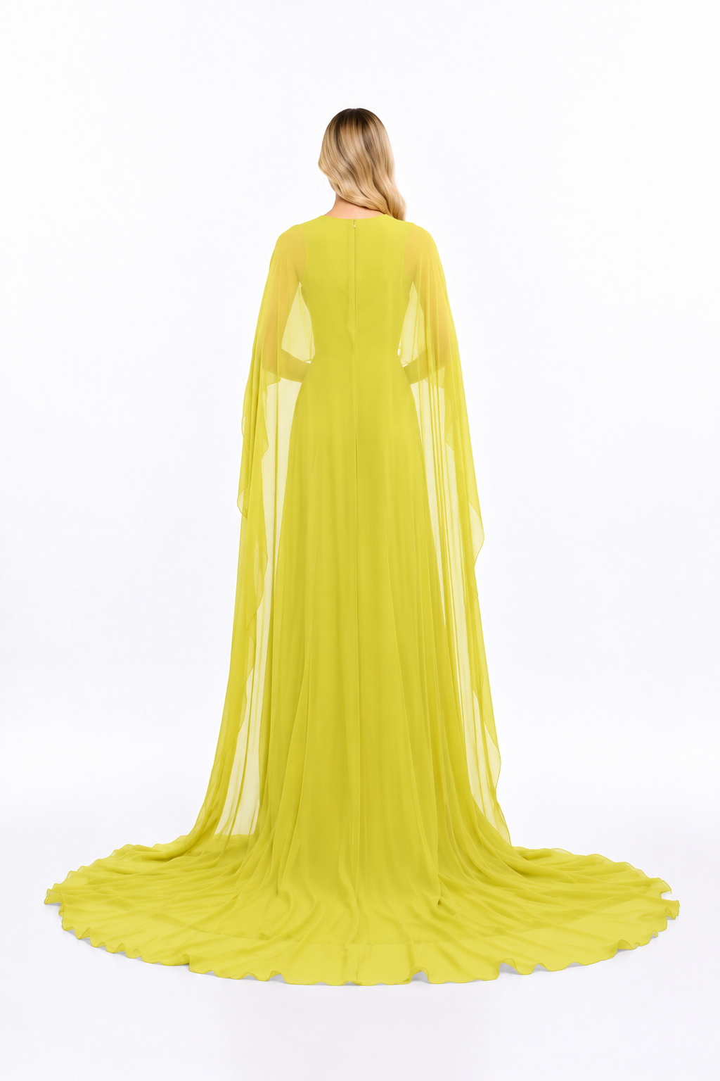 Plunging Neck Cape Sleeve Maxi Dress – Solara