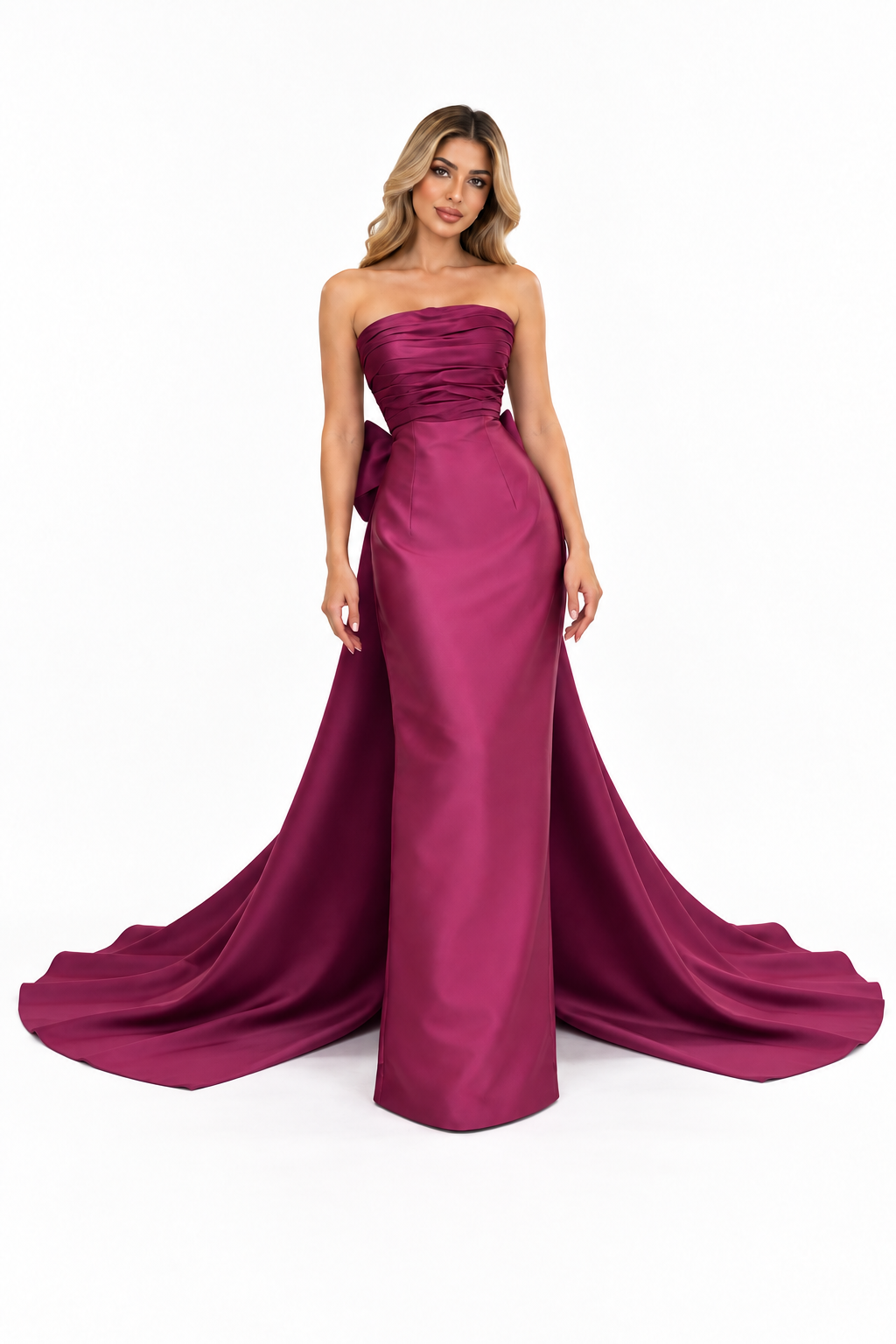 Strapless Draped Train Maxi Dress – Amara