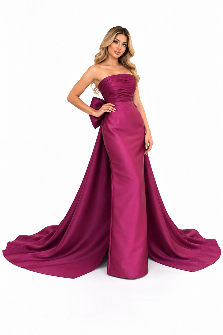 Strapless Draped Train Maxi Dress – Amara