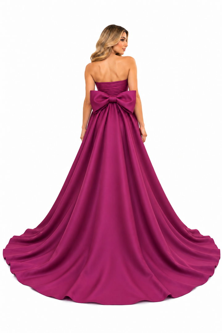 Strapless Draped Train Maxi Dress – Amara