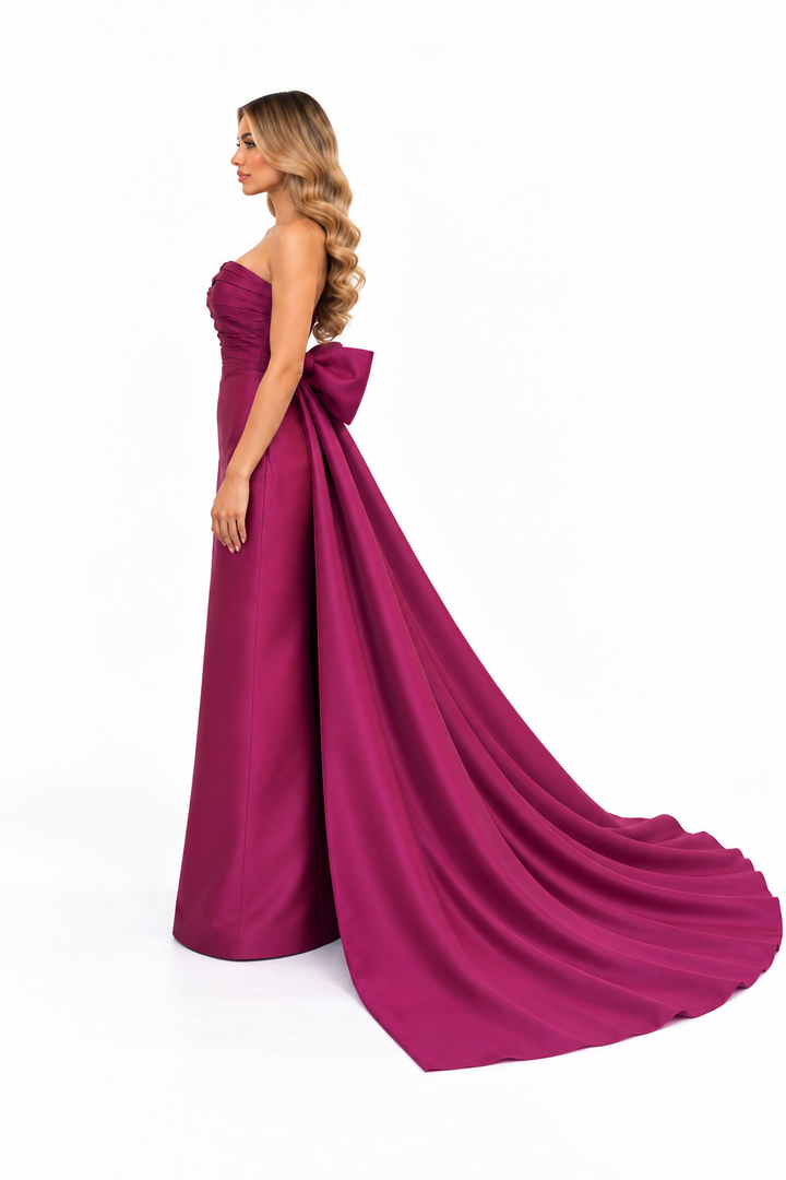 Strapless Draped Train Maxi Dress – Amara