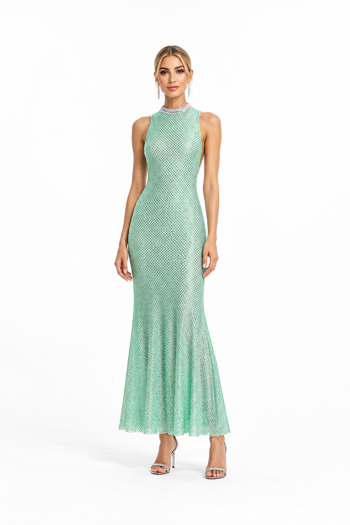 Embellished High-Neck Maxi Dress – Marina