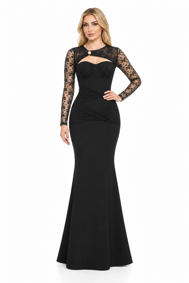 Lace Sleeve Cutout Mermaid Maxi Dress – Vespera