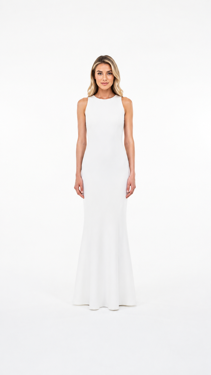 White Sleeveless Mermaid Maxi Dress – ELIORA