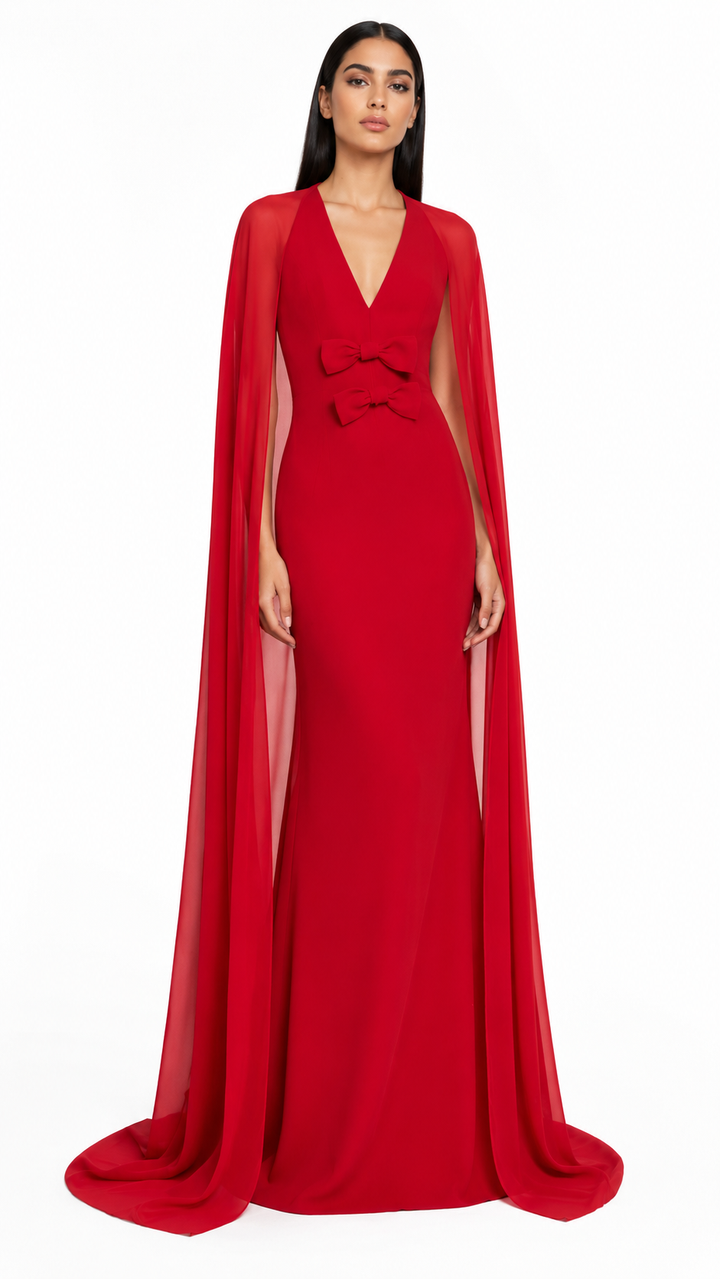 Bow Detail Cape Maxi Dress – VIIRIN