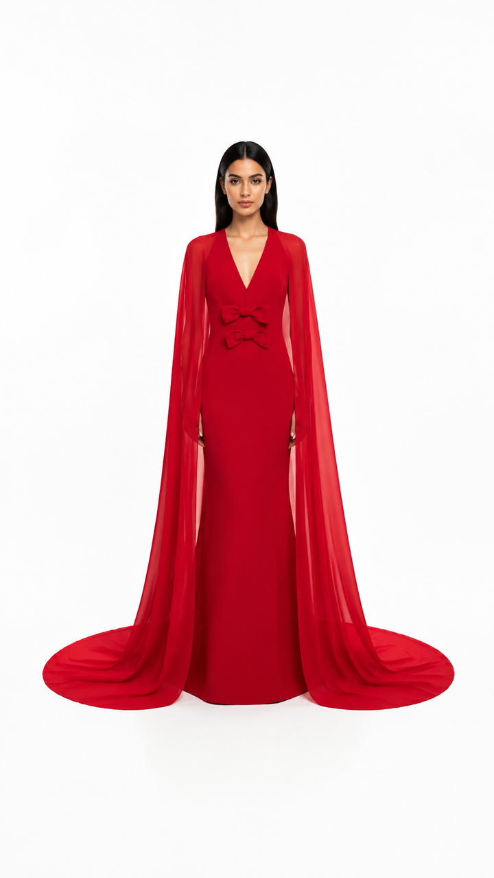 Bow Detail Cape Maxi Dress – VIIRIN