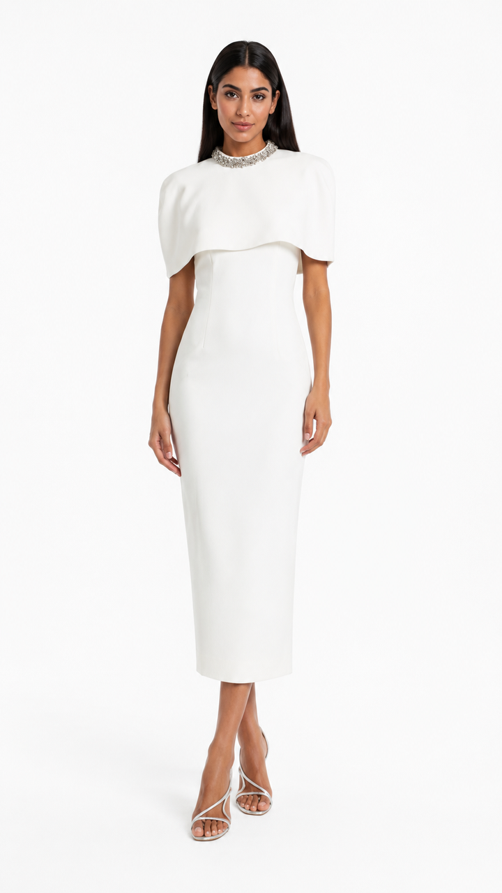 Cape Detail Midi Dress – SORINA