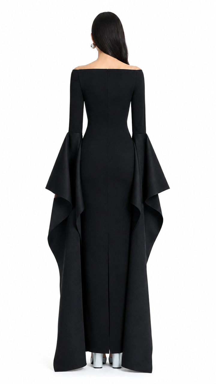 Off-Shoulder Ruffle Maxi Dress – NOIRE
