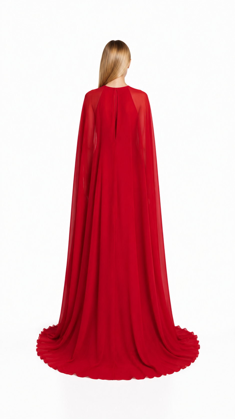 Cape Sleeve Satin Maxi Dress – SCARLET