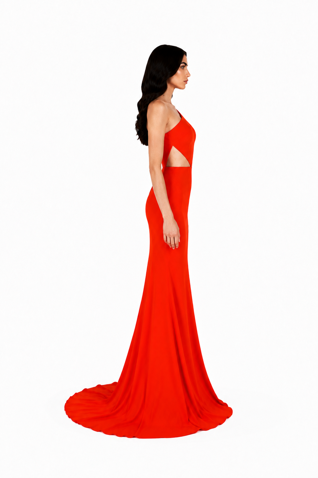 One-Shoulder Cut-Out Maxi Dress – FLAME