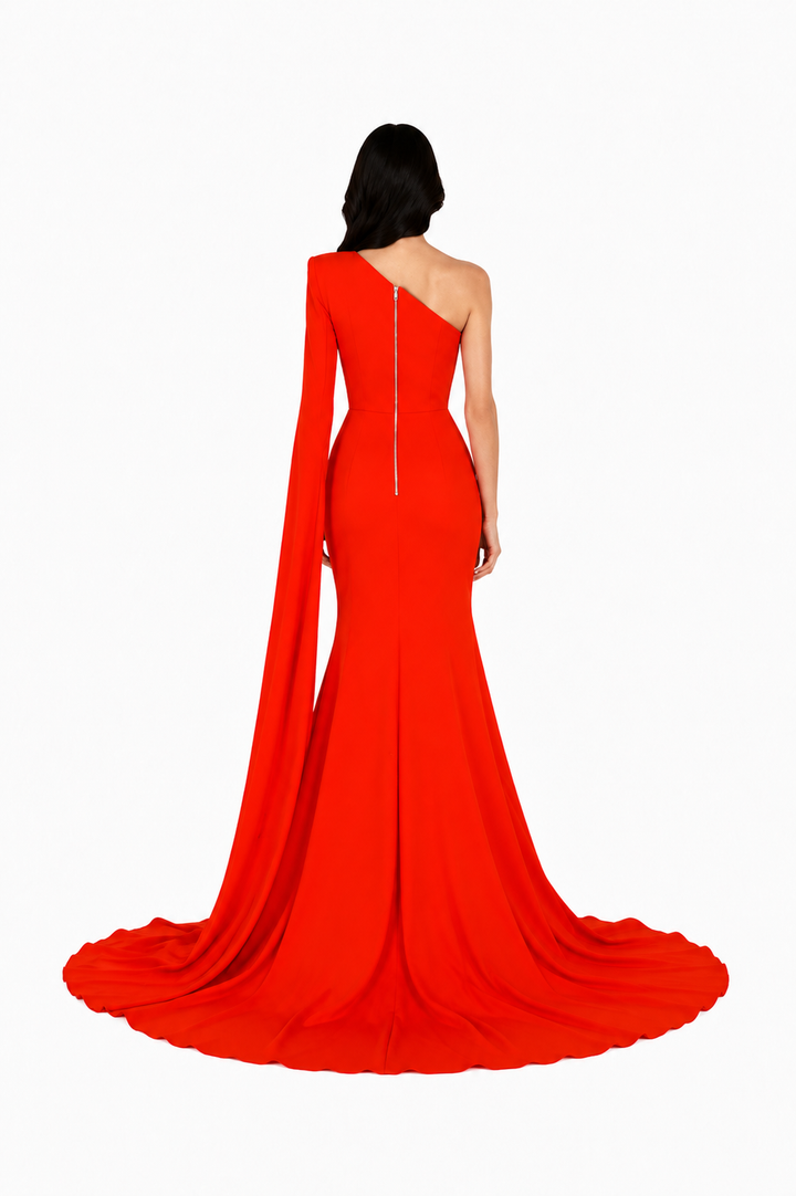 One-Shoulder Cut-Out Maxi Dress – FLAME