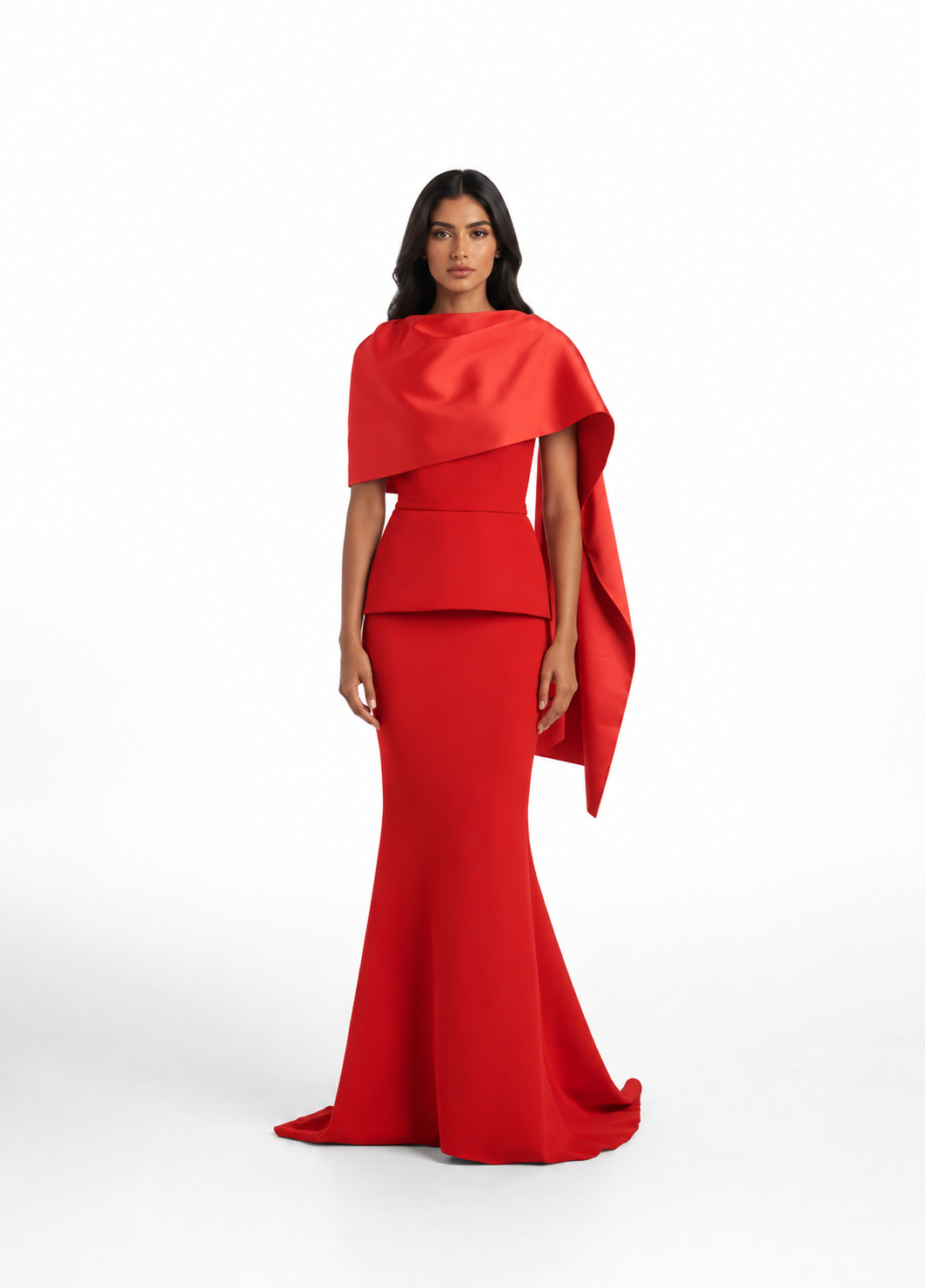 Cape Peplum Maxi Dress – WELSA