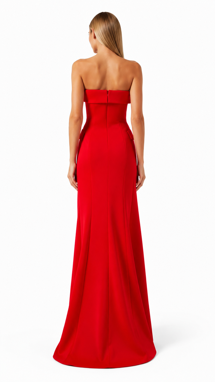Red Strapless Tailored Evening Dress – RAVÉNA