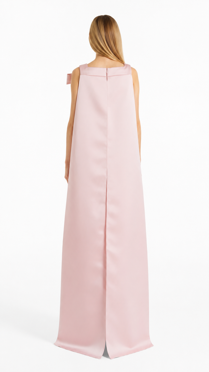 Blush Bow Detail Cape Evening Dress – ELORIA