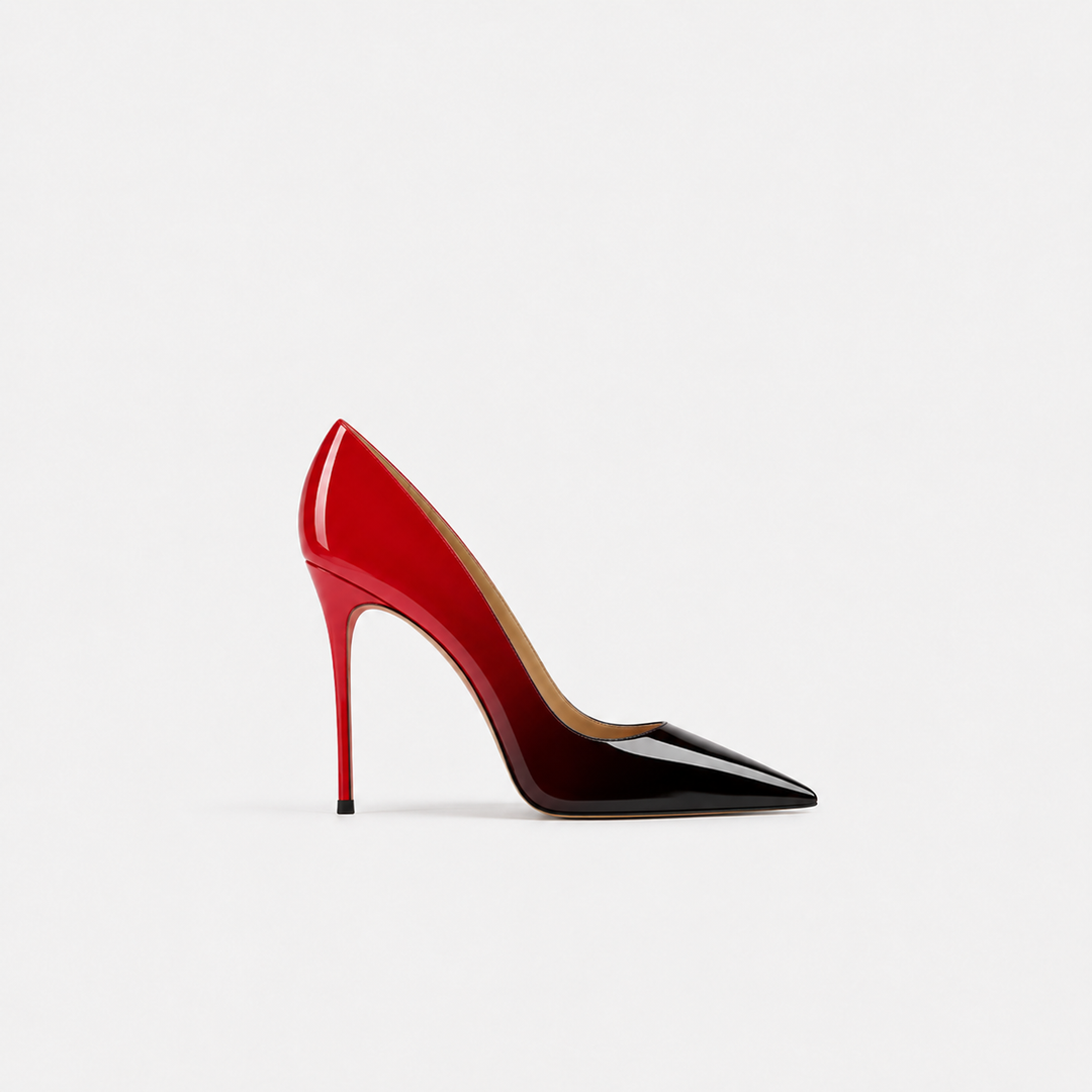 Red & Black Gradient Pointed Toe Pumps – RÉVORA