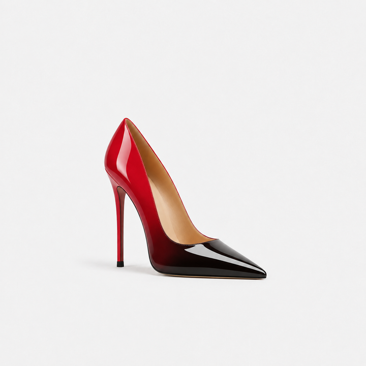 Red & Black Gradient Pointed Toe Pumps – RÉVORA