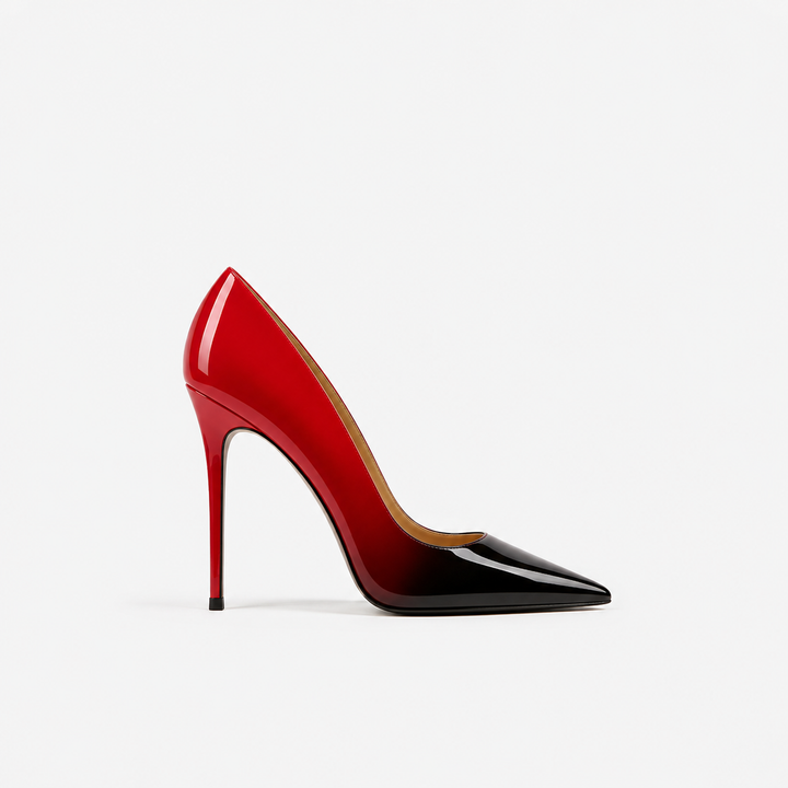 Red & Black Gradient Pointed Toe Pumps – RÉVORA
