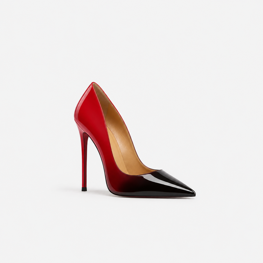 Red & Black Gradient Pointed Toe Pumps – RÉVORA