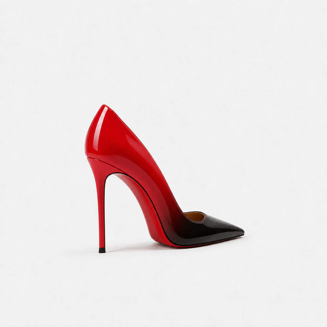 Red & Black Gradient Pointed Toe Pumps – RÉVORA