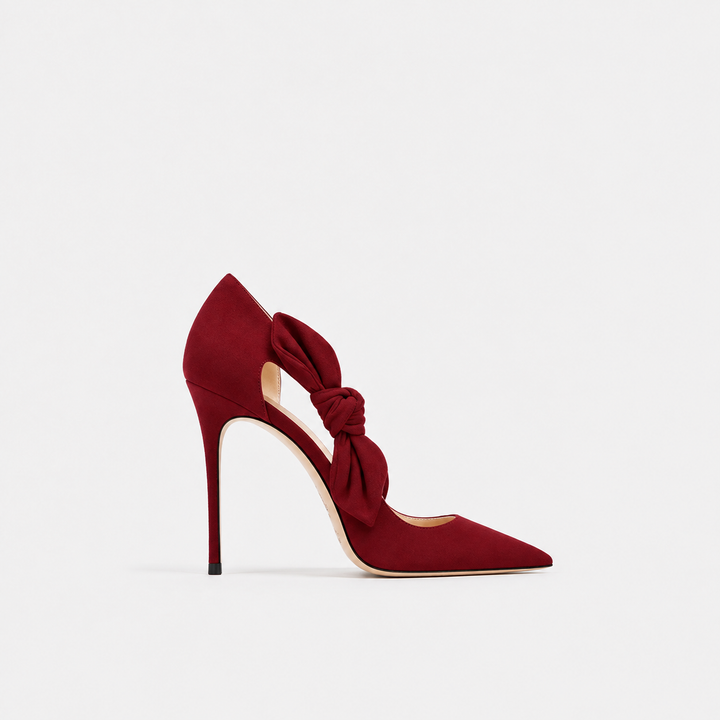 Burgundy Bow Detail Pointed Toe Heels – MARVÉLLE