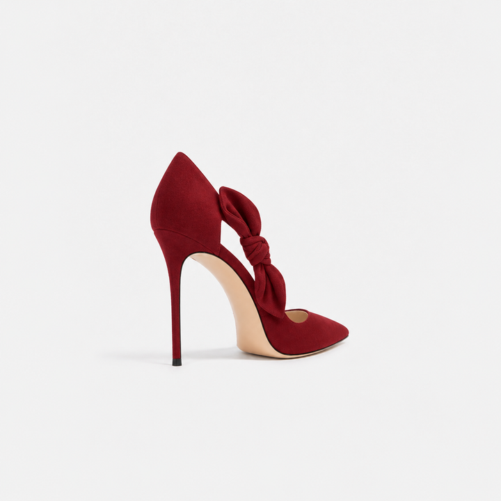 Burgundy Bow Detail Pointed Toe Heels – MARVÉLLE