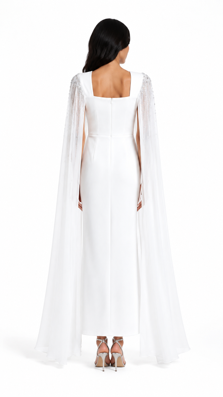 Powder Blue Embellished Cape Midi Dress – LUNÉVIA