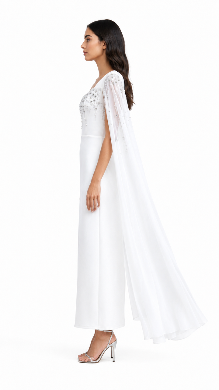 Powder Blue Embellished Cape Midi Dress – LUNÉVIA