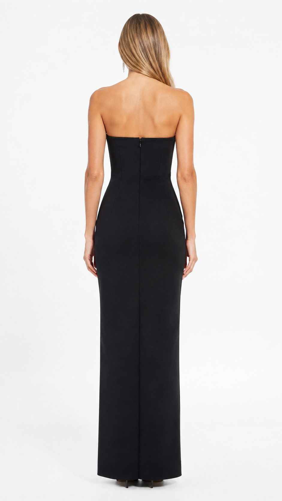 Black Crystal Trim Strapless Evening Dress – CELVÉRA