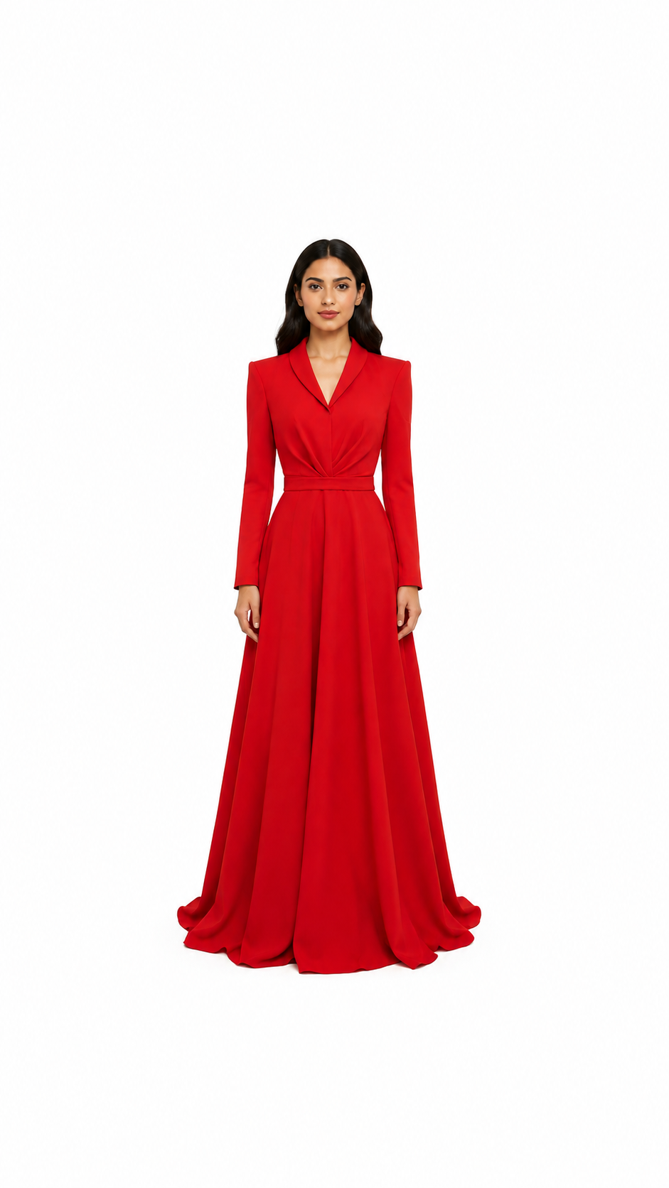 Red Tailored A-Line Evening Dress – VERENZA
