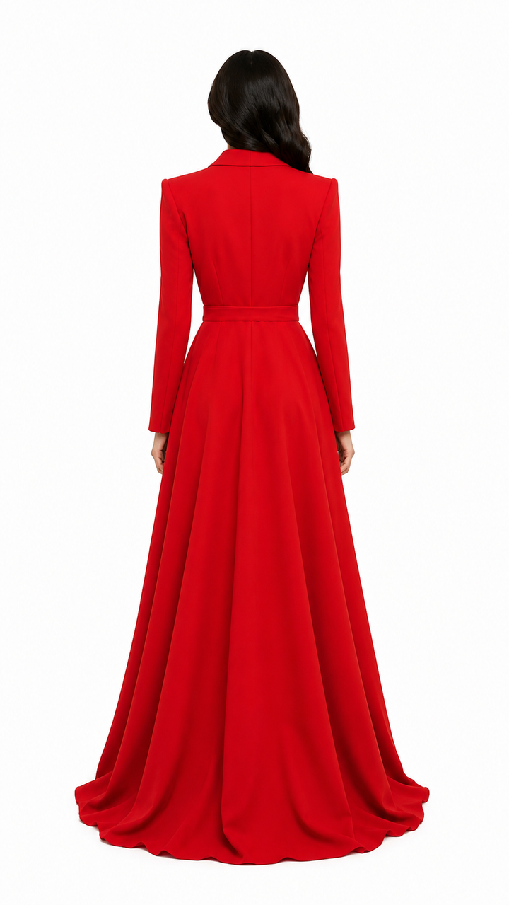 Red Tailored A-Line Evening Dress – VERENZA