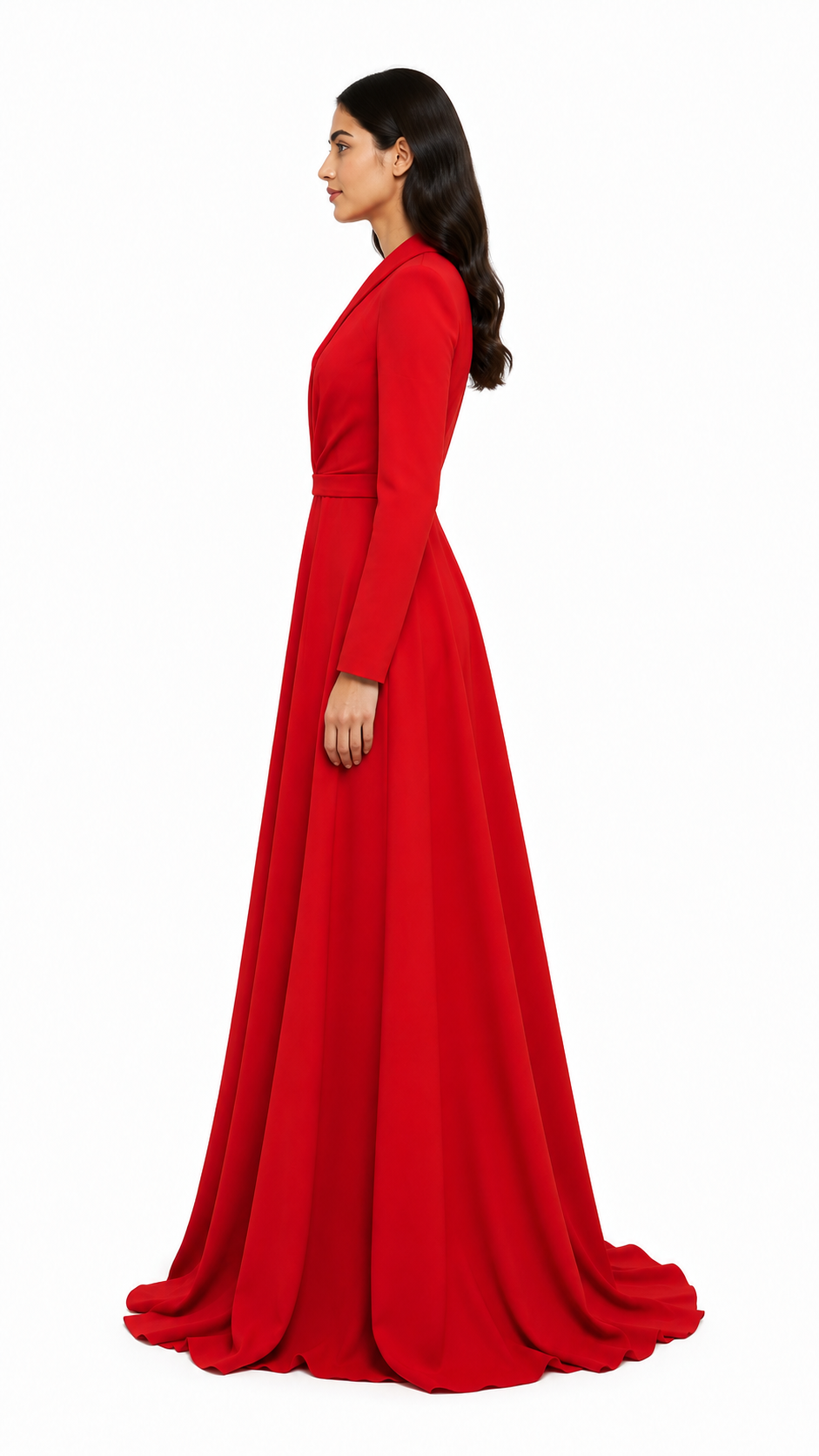Red Tailored A-Line Evening Dress – VERENZA