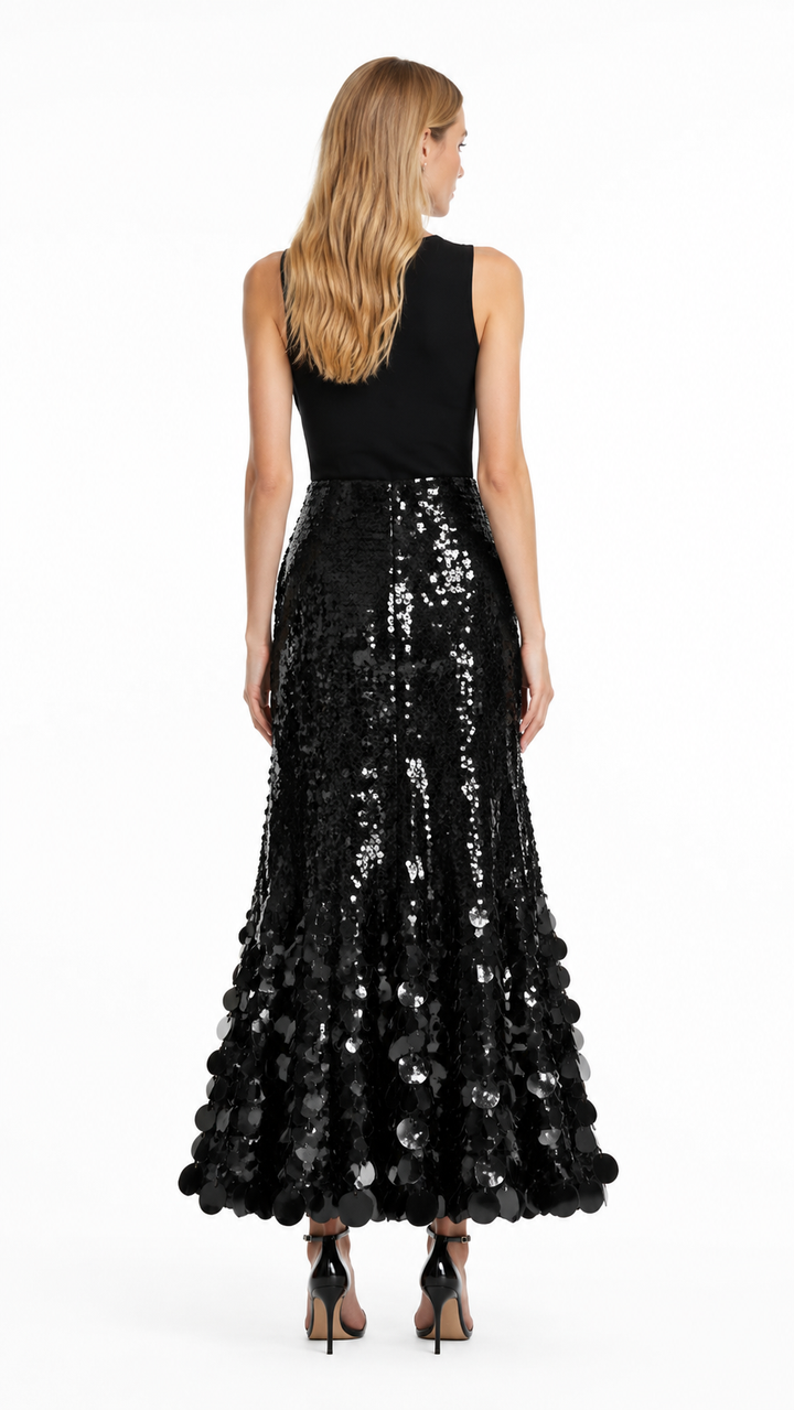Gold Oversized Sequin Maxi Skirt – SOLVÉRA