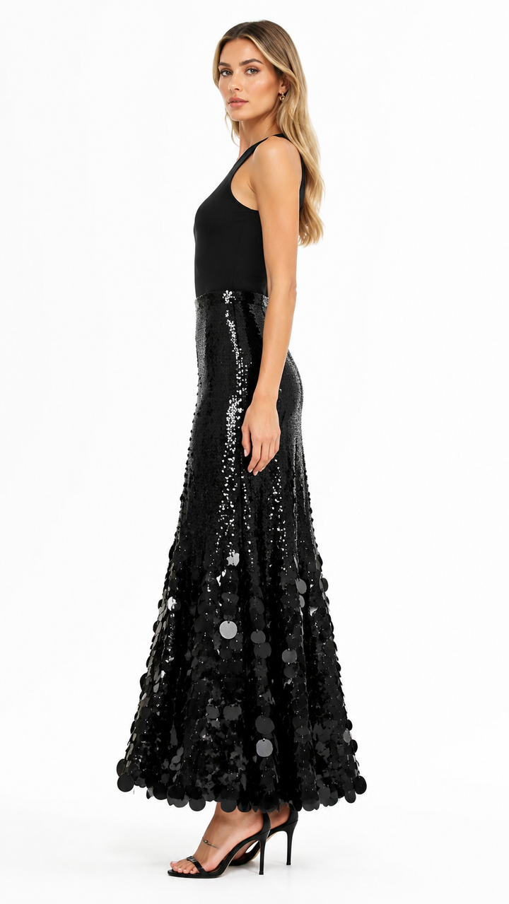 Gold Oversized Sequin Maxi Skirt – SOLVÉRA