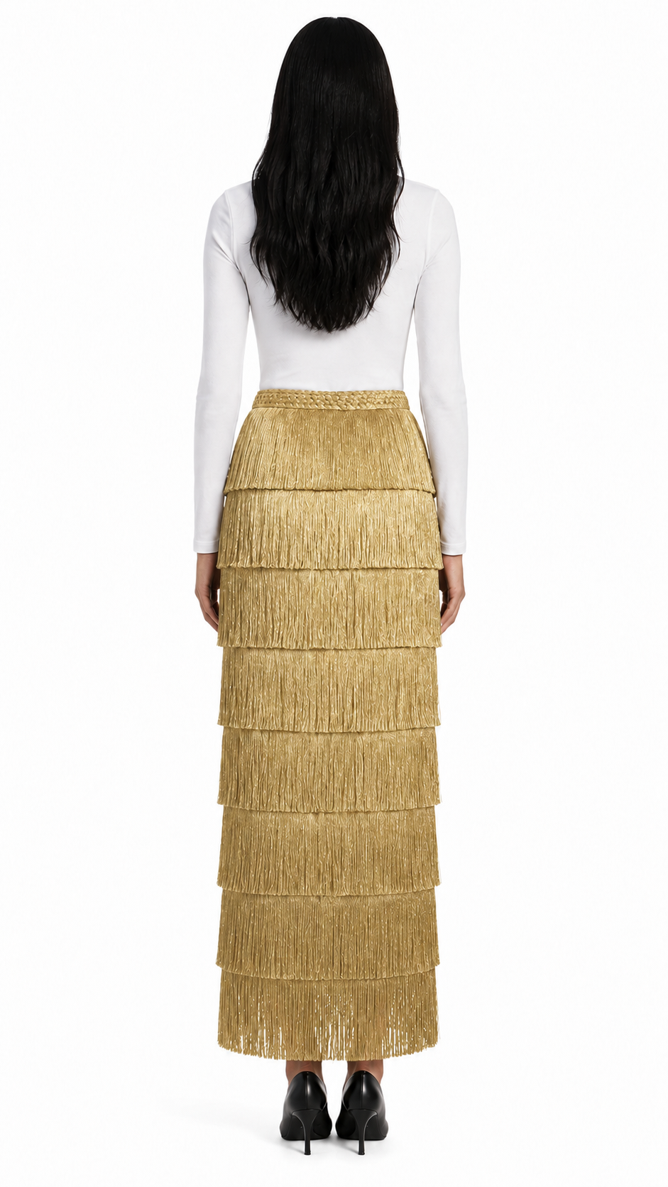 Black Tiered Fringe Maxi Skirt – FREVIA