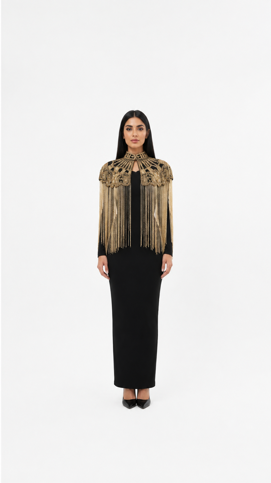 Gold Embellished Fringe Statement Accessory – AURELIA