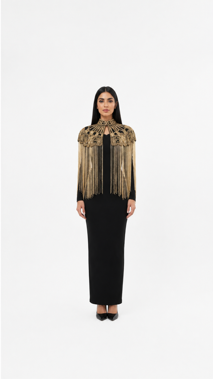 Gold Embellished Fringe Statement Accessory – AURELIA