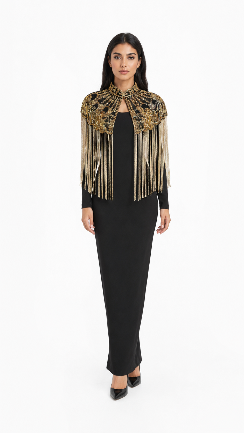Gold Embellished Fringe Statement Accessory – AURELIA