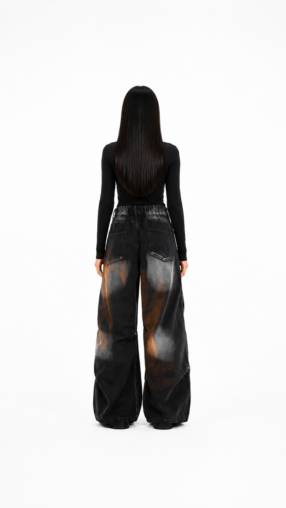 Black Washed Wide-Leg Cargo Jeans – KAVERO