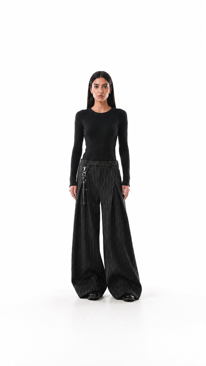 Striped Oversized Wide-Leg Trousers – ORVENA