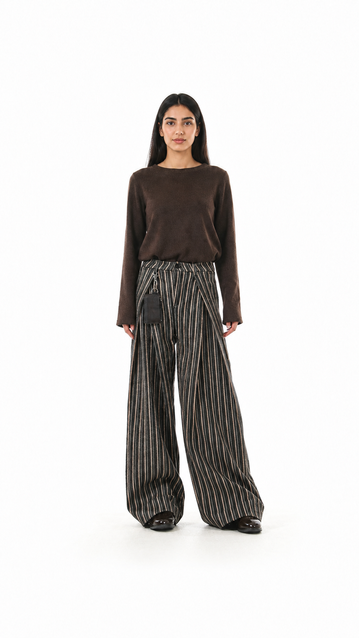 Striped Oversized Wide-Leg Trousers – ORVENA