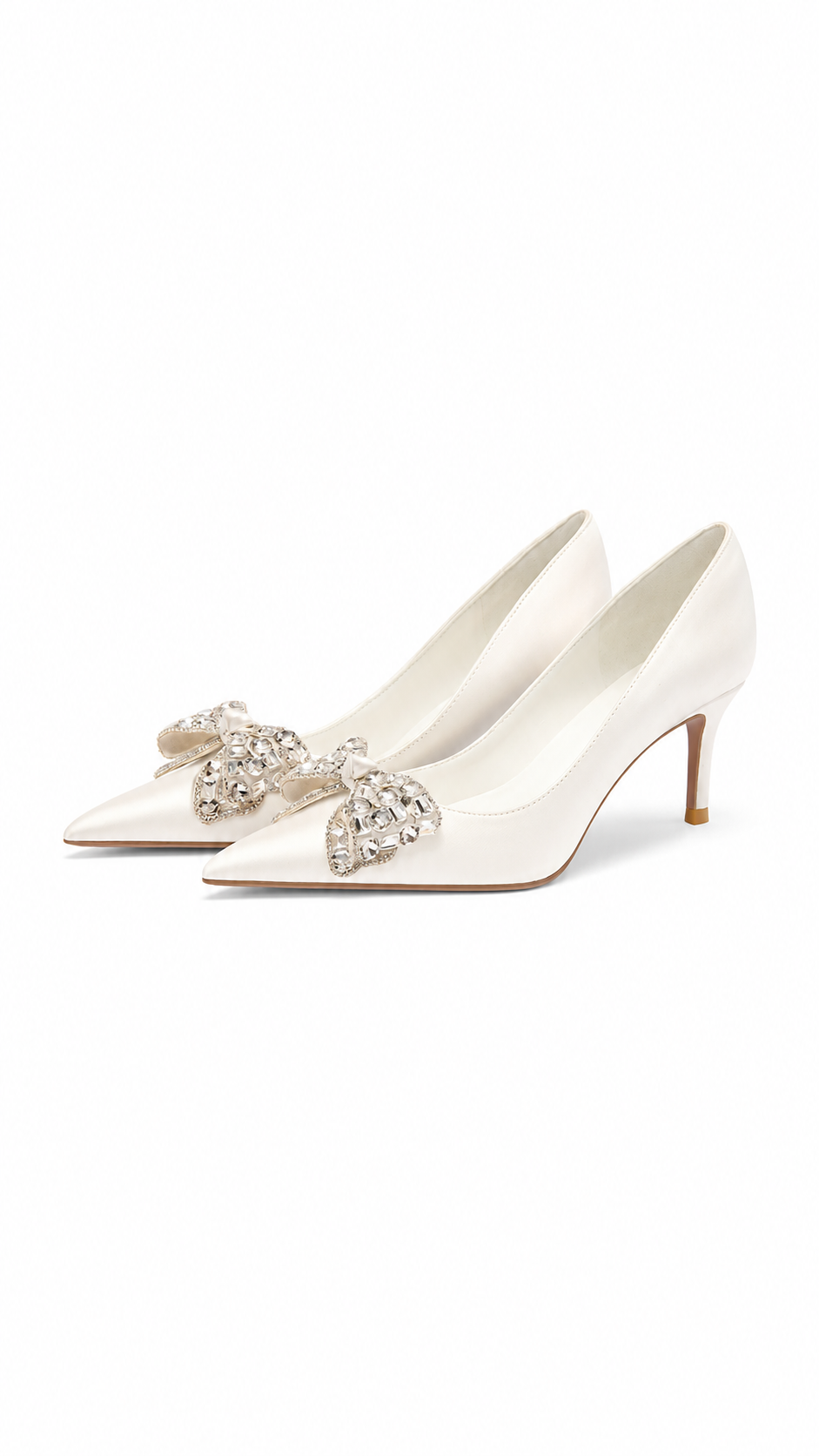 Ivory Crystal Bow Pointed Toe Heels – LUMÉRA