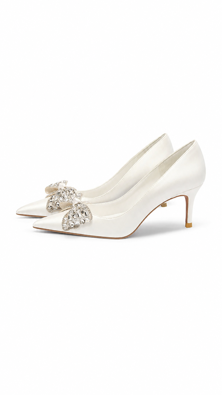 Ivory Crystal Bow Pointed Toe Heels – LUMÉRA