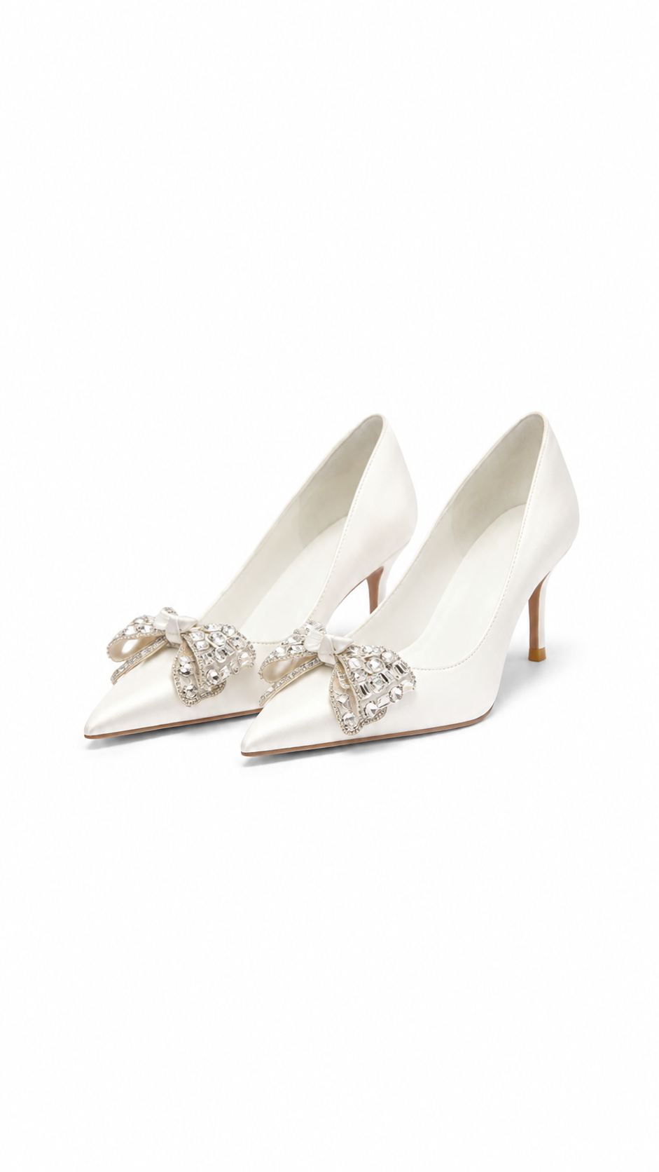 Ivory Crystal Bow Pointed Toe Heels – LUMÉRA