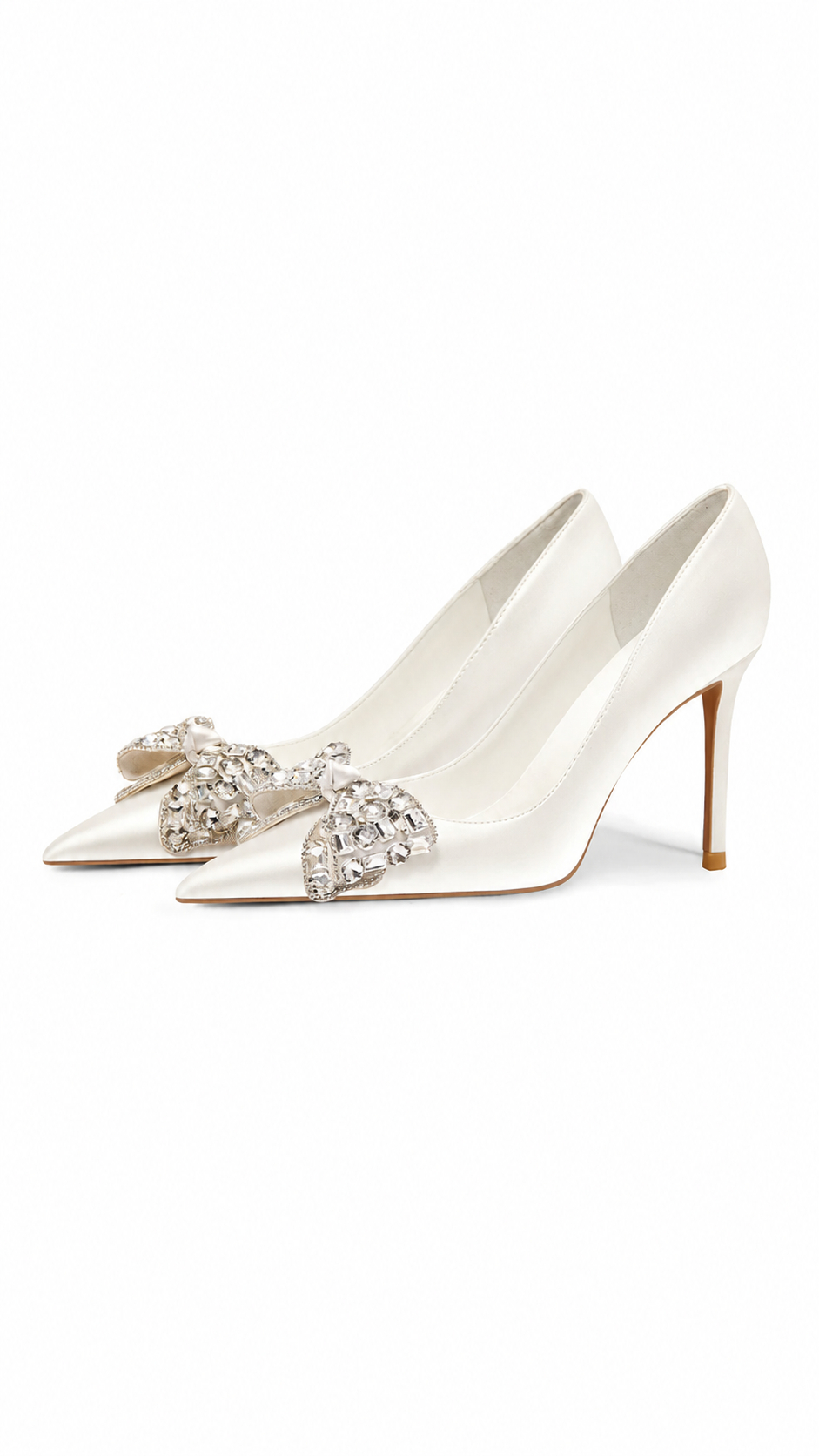 Ivory Crystal Bow Pointed Toe Heels – LUMÉRA
