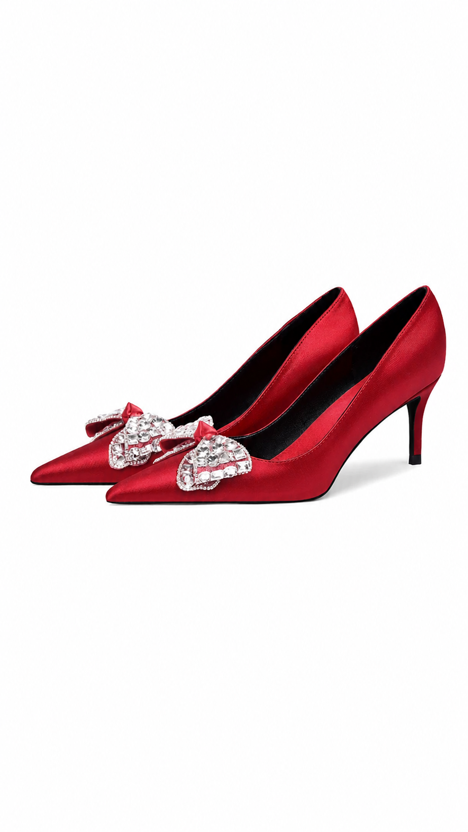 Ivory Crystal Bow Pointed Toe Heels – LUMÉRA