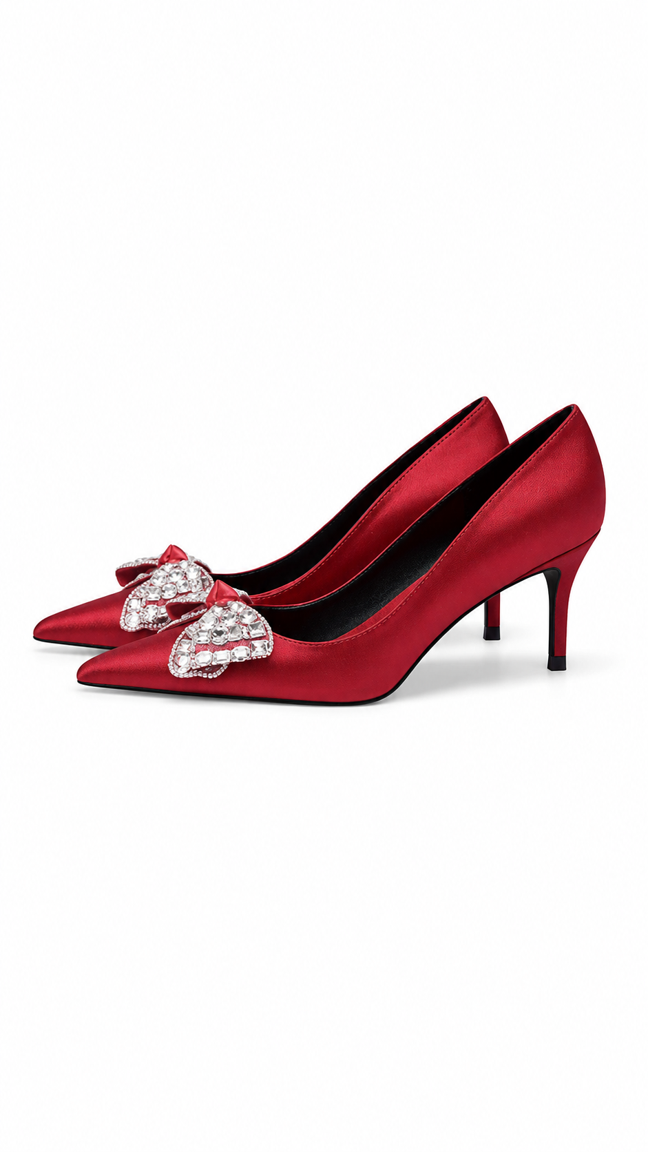 Ivory Crystal Bow Pointed Toe Heels – LUMÉRA
