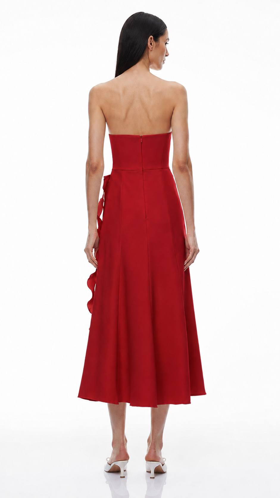 Ivory 3D Rose Strapless Midi Dress – FIOREVA