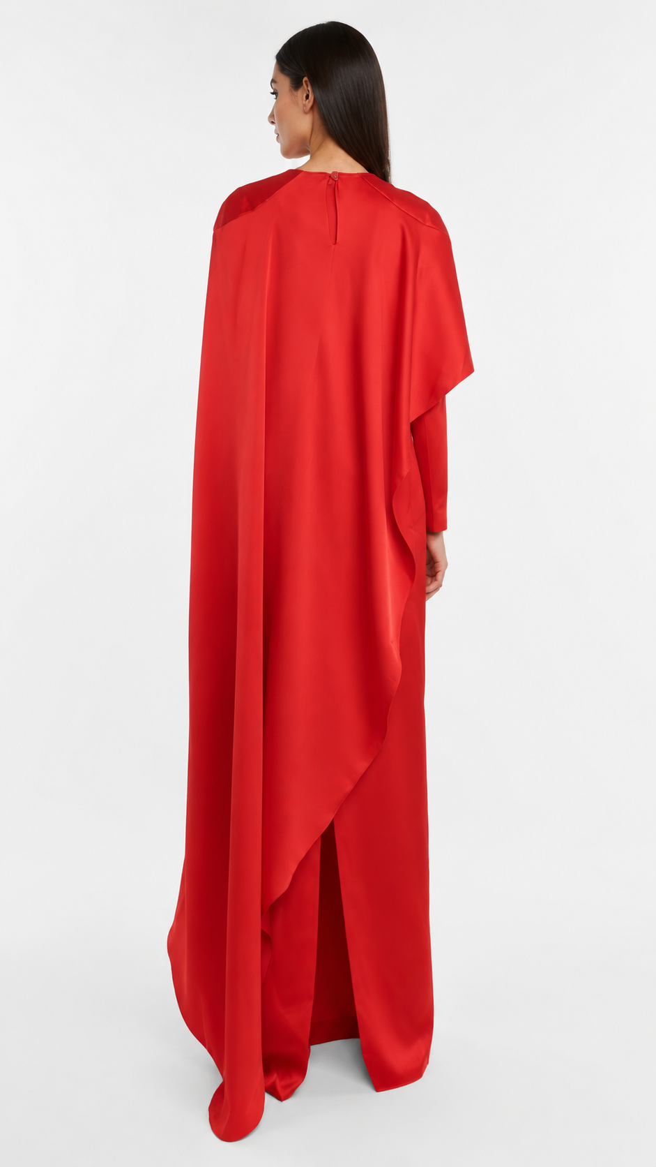 Red Asymmetric Draped Cape Evening Dress – RAVESSA